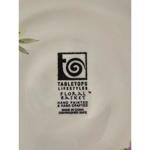 Tabletops Lifestyles Floral Basket Hand Painted Dinner Plate 11.25" - Picture 5 of 5